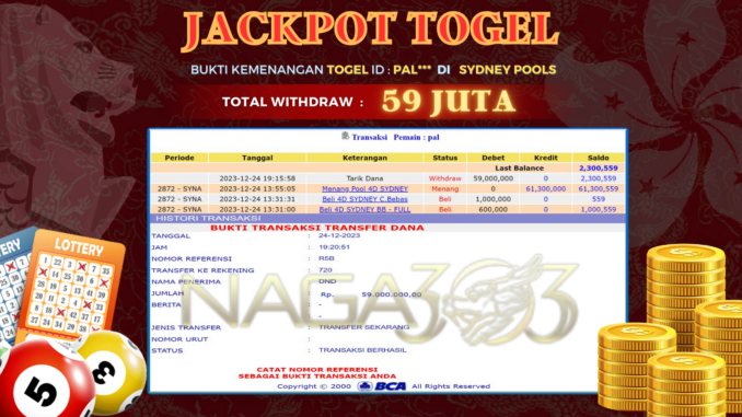 BUKTI JP NAGA303 #768 BUKTI JP NAGA303 #768