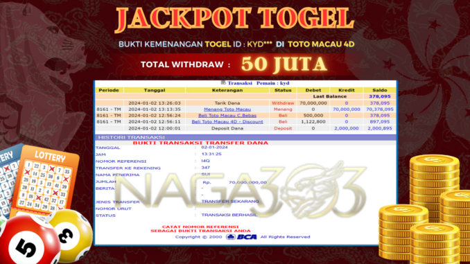 BUKTI JP NAGA303 #783 BUKTI JP NAGA303 #783