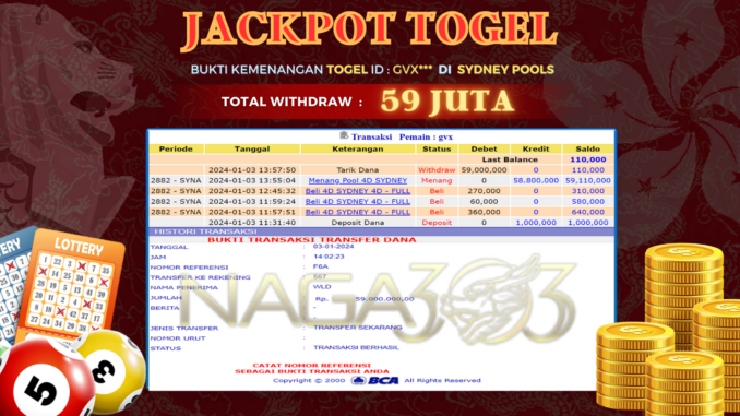 BUKTI JP NAGA303 #785 BUKTI JP NAGA303 #785