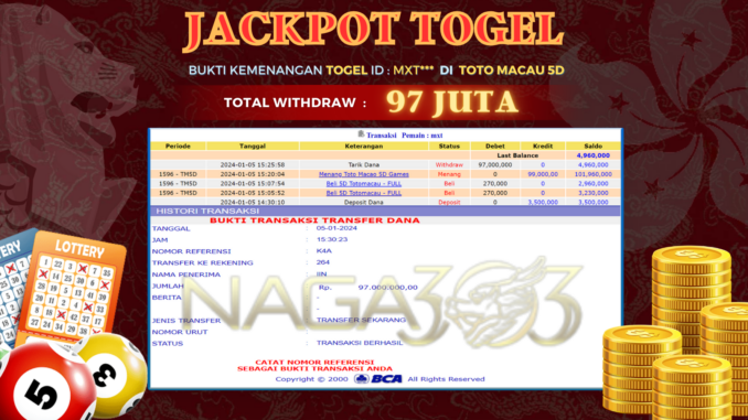 BUKTI JP NAGA303 #789 BUKTI JP NAGA303 #789